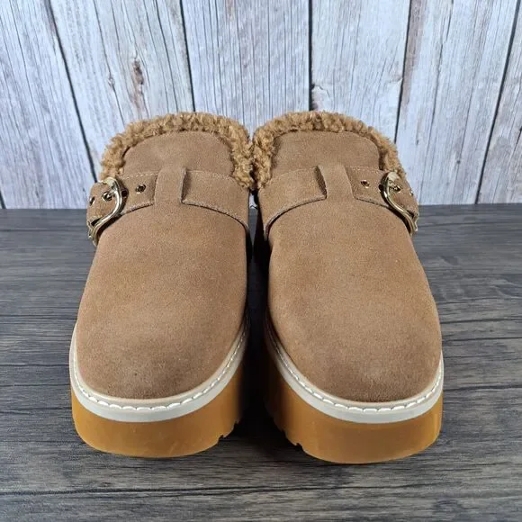 Dolce Vita Lelani Plush Flat Platform Mule Women's Sz 9 Pecan Suede (VGC) - Picture 2 of 9